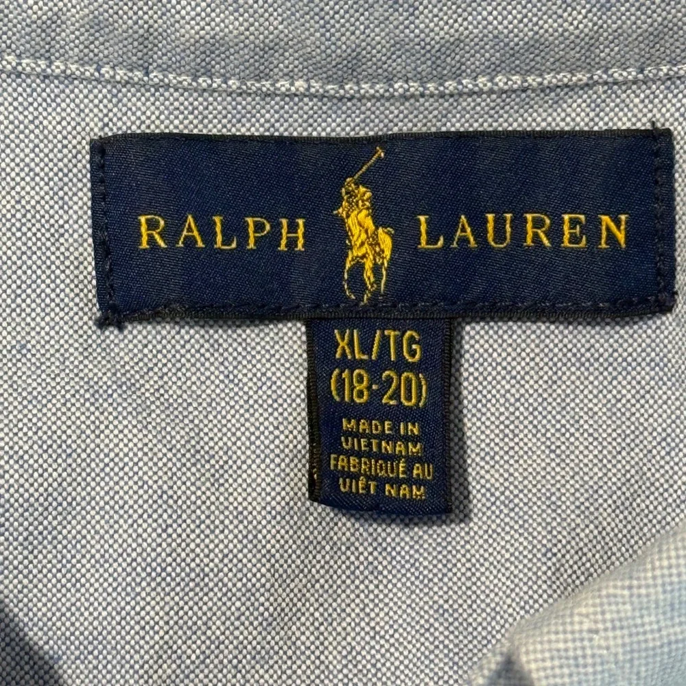 Ralph Lauren Boys Oxford Button Down Shirt Size XL Blue Cotton Preppy Classic